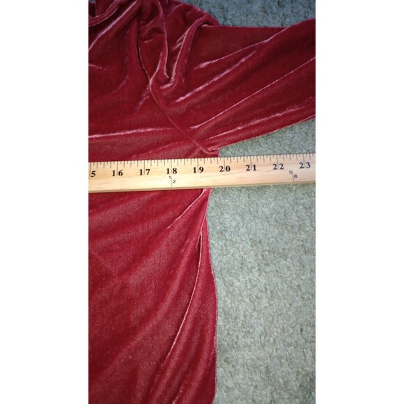 Soft Surroundings Velvet Velour Boyfriend Button Front Red Tunic Shirt Womens S - Picture 4 of 5